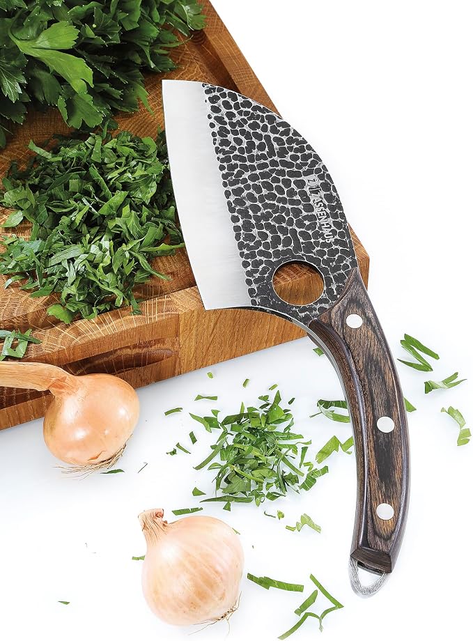 Zassenhaus Keeper Chef's Knife 9.8-inch, Handmade Blade Steel with Hole, Pakka Wood Handle with Leather Sheath, for Kitchen or Outdoor Chef's, Boning, Chopping Knife