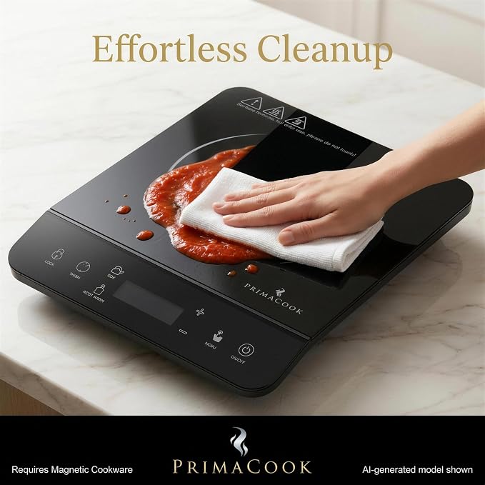 1800W Portable Induction Cooktop Burner – 20 Temperature Settings, 18 Power Levels, 10-Hour Timer – Countertop Electric Hot Plate for RV, Canning, Dorm, Kitchen – Child Safety Lock (Black) | 1800W, 20 Temp Settings, 18 Power Levels, 10-Hr Timer, Cannin...
