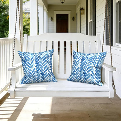 LVTXIII Outdoor Pillow Covers 20x20 Inch, 2 Pack Large Square Throw Pillow Cases, Fade-Resistant Cushion Covers for Patio Furniture Sofa, Garden Porch, Blue Bricks