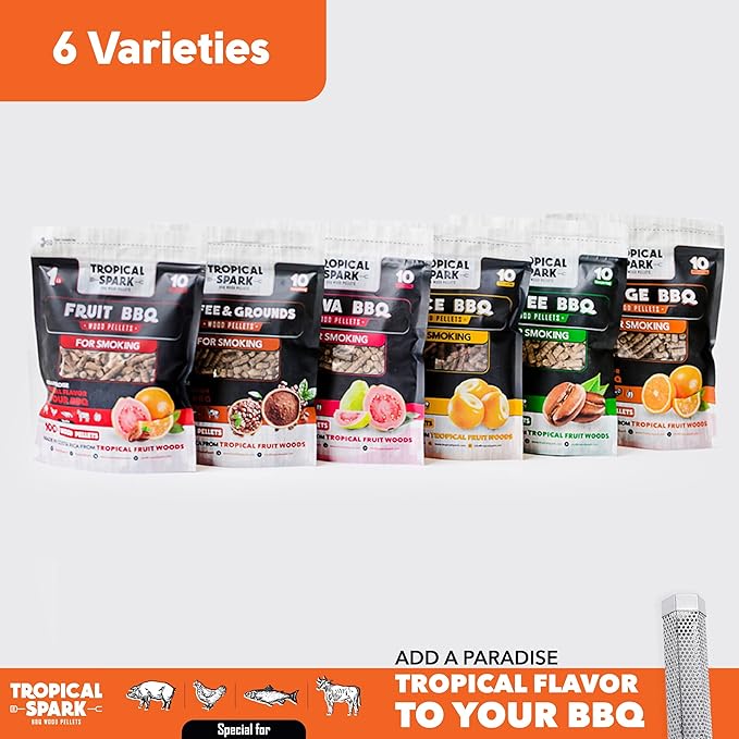 Wood Pellets | Perfect for BBQ, Smoking, Grilling, Bake, Roast, Braise | Premium 100% All-Natural | Orange Wood | 1 lb. Bag