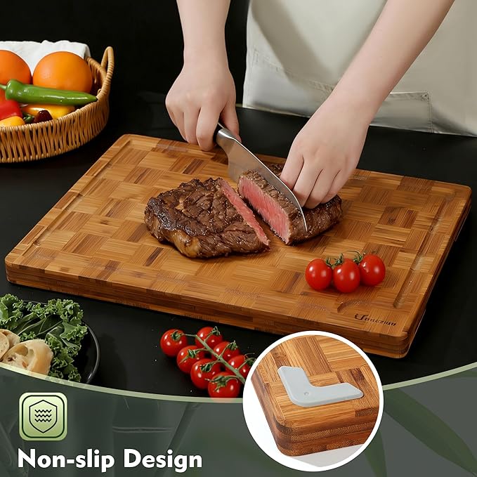Heavy Duty Bamboo Cutting Boards Best Non Toxic Book Checkered Wood Cutting Boards for Kitchen Solid End Grain Wood Chopping Board Large Butcher Block