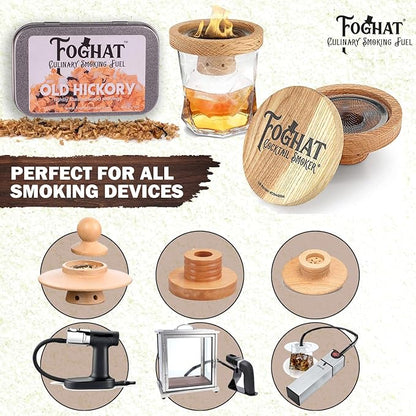 Cocktail Smoker Wood Chips - 4oz Old Hickory Shavings for Smoker, Whiskey & Drink Infuser Kit - Culinary Wood Smoking Chips for Hand Held Food Smoke Gun