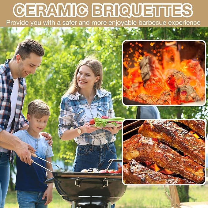 Baquler 100 Pcs Ceramic Briquettes for Gas Grill, Ceramic Briquettes Grill Bricks Replacement for Lava Rocks, Barbecue Briquettes Gas Grill Briquettes for BBQ Gas Grill