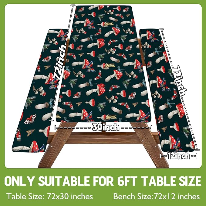Picnic Table Cover with Bench Covers Elastic Tablecloth Camping Essentials Table Cloth Outdoor Glamping Cool Fun Unique Ideas Birthday Camping Gifts for Mother Mama Mommy Mom from Daughter Son Black