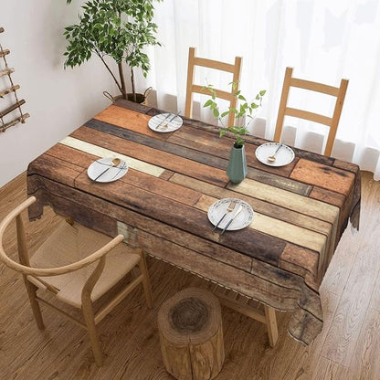 Wooden Print Rustic Rectangular Tablecloth, Old Wood Plank Table Cloth Washable Tablecloths Decorative Table Cover for Kitchen, Dining, or Parties 54x72 Inches