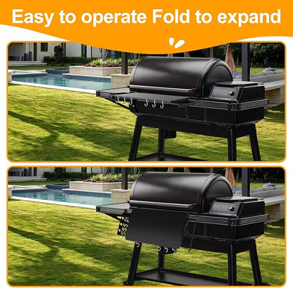 Folding Shelf for Traeger Ironwood, Ironwood XL, Timberline, Timberline XL, Grill Accessories with P.A.L. Pop-and-Lock Folding Shelf for Traeger Timberline Replacement for BAC604 Fold Shelf, 22" x 12"
