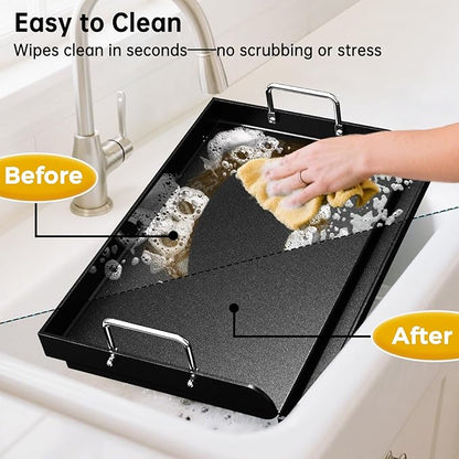 Nonstick Griddle for Gas Grill, 25" x 16" Ceramic Coated Flat Top Griddle for Stove Top, Heavy-Duty, Even Heating, Easy Clean, for Outdoor BBQ & Everyday Cooking