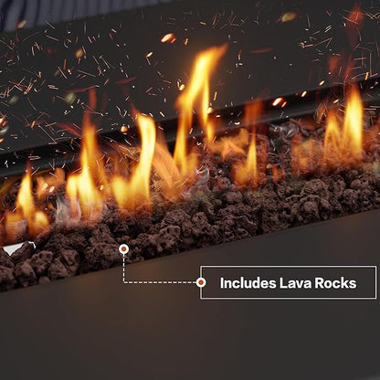 43in Propane Fire Pit Table, Outdoor Gas Fire Pit for Patio, 50,000 BTU with Lava Rocks, Waterproof Cover, and Lid, Perfect for Cozy Gatherings & Relaxing Outdoor Parties