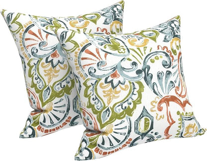LVTXIII 2 Pack Outdoor Throw Pillow Covers for Patio Furniture, 16x16 Inch Square Pillow Case, Water-Repellent Cushion Covers for Garden, Porch, Sofa, Paisley Botanical