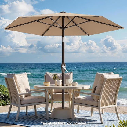 AreShark 7.5FT Patio Umbrella Table Market Umbrella w/Tilt and Crank, Heavy-Duty Outdoor Umbrellas for Pool, Deck, Garden and Backyard, Beige