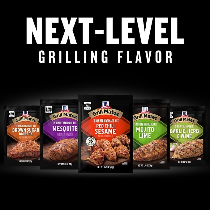 McCormick Grill Mates Marinade Mix, Asian BBQ, Korean-Inspired, 15 Minute Marinade for Chicken, Steak, and More, 1.25 oz (Pack of 12)