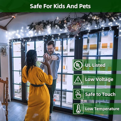 1332 LED 132FT Christmas Lights,296 Drops Icicle Lights with 12 Modes | Cool White Icicle String Lights with Timer and Dimming for Long Rooflines, Wide Eaves, Storefronts and Wedding Backdrops