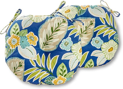 Greendale Home Fashions Magnolia Floral Outdoor 15-inch Bistro Seat Cushion, Set of 2