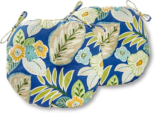 Greendale Home Fashions Magnolia Floral Outdoor 15-inch Bistro Seat Cushion, Set of 2