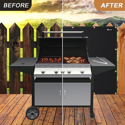 FLASLD Heavy Duty Fireproof Fence Cover and Screen Protect Deck Railing from Grill Heat, Balcony Privacy Screen Cover, Apartment Railing, Waterproof Windscreen (3'x6')