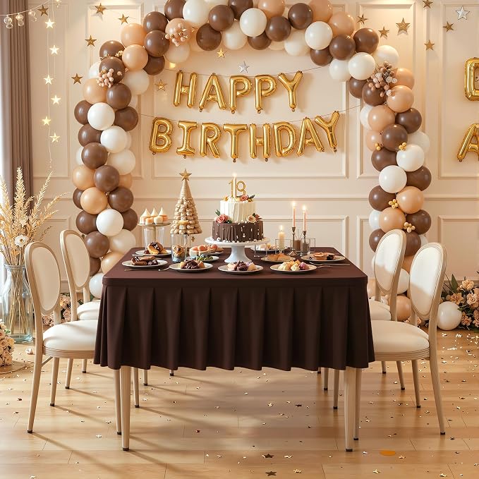 PARTISKY Chocolate Spandex Square Tablecloths 34x34 Inch, 2 Pack Wrinkle Free Fitted Card Table Cloth Stretch Square Table Cover for Kitchen Dinner, Holiday Party, Wedding Banquet, Display Trade Show