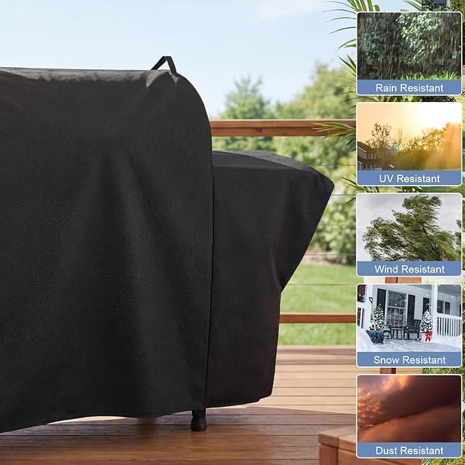 Grill Cover for Char-Griller 1224 2121 3018 2828 2727 2929 1329 2799 Grill and Smoker with Side Fire Box Heavy Duty Waterproof Smoker Cover for Char-Griller Durable Polyester BBQ Cover with PVC Lining