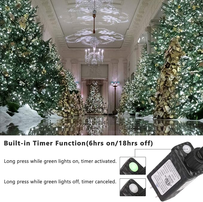 Brizled White Christmas Lights Outdoor, 78.74ft 240 LED Mini String Lights | Connectable; 8 Modes; Waterproof; Plugin Twinkle Fairy Lights Christmas Tree Light for Indoor Outside Xmas Garden Decor