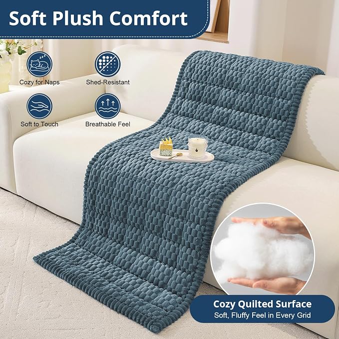 OstepDecor Couch Cover for Dogs, Washable Non Slip Sofa Cover for Pets | Soft Couch Covers for Sofa, Loveseat and Sectional, Furniture Protector Against Pet Hair & Dirt (27.6" x 82.7", Blue)