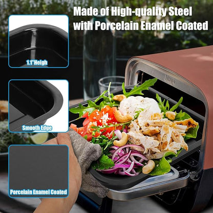 Outspark Porcelain Steel Pan for Ninja Woodfire OO101 Series 8-in-1 Outdoor Pizza Oven, Non-Stick Griddle Plate for Ninja Foodi Digital Air Fry Oven, OO100 SER Accessories,12" x 12"