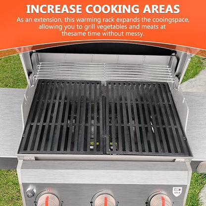 QuliMetal Stainless Steel Warming Rack for Weber Spirit 300, Grill Parts for Weber Spirit 2 300 Series Grills with Front Control Knobs, 7641 Upper Rack for Weber Genesis Silver Gold B/C Grills