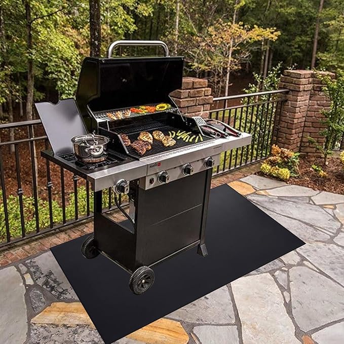 MDEOOSKY Fireproof Grill Mat 60" x 42" – Waterproof BBQ Protector for Deck and Patio, Easy to Clean Fire Pit Mat, Oil-Proof, Foldable Storage Solution