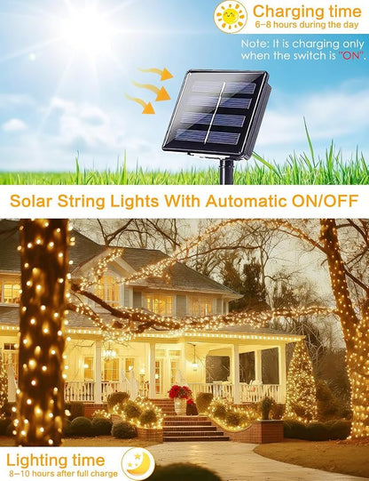 Solar String Lights Outdoor, 6Pack 600LED 240FT Fairy Lights Warm White