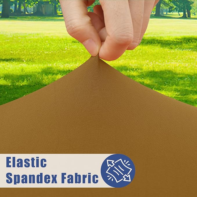 Moosfor Spandex 4 Foot Rectangle Table Cloth, Elastic Fitted Tablecloths for Picnic, Stretch Washable Patio Table Cover for Outdoor, Camping, Banquet and Parties (Dark Brown, 24"x48")