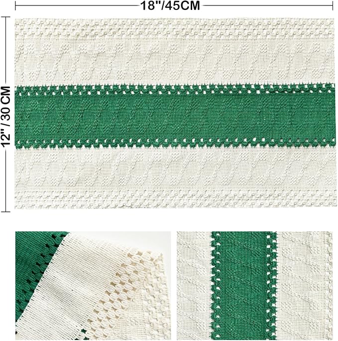 Artoid Mode Dark Green Farmhouse Rustic Placemats Set of 6,12x18 Inch Seasonal Holiday Hollow Table Mats Party Kitchen Dining Decoration