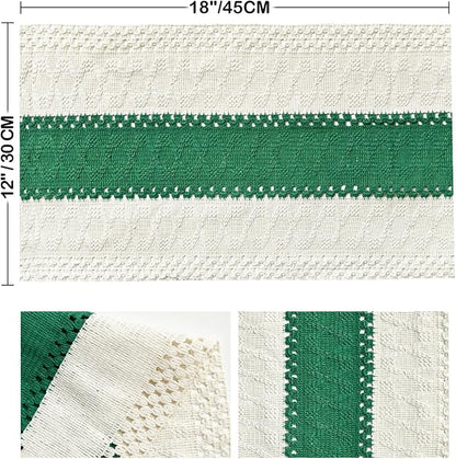 Artoid Mode Dark Green Farmhouse Rustic Placemats Set of 6,12x18 Inch Seasonal Holiday Hollow Table Mats Party Kitchen Dining Decoration