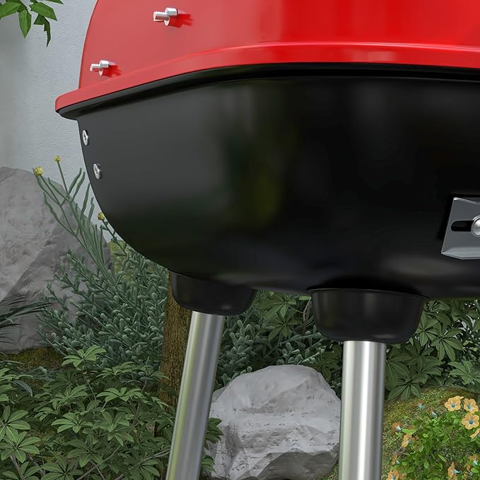 Portable Charcoal Grill with Bottom Shelf, BBQ Smoker with Wheels and Adjustable Vents on Lid for Picnic Camping Backyard Cooking, Black