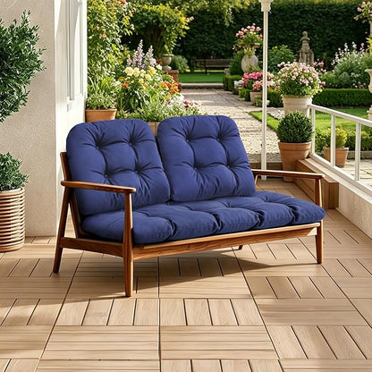 Outdoor Wicker Chair Cushions, 44×19×4 in, Waterproof, Navy Blue | Waterproof Wicker Furniture Cushions, Fade Resistant, 3 Piece Patio Furniture Cushions Set for Bench, Loveseat, Swing, Settee