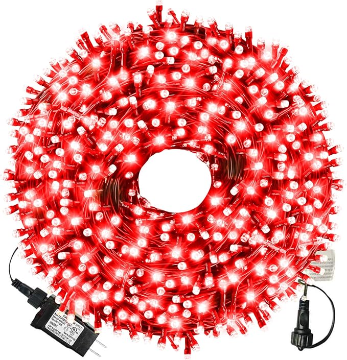 105ft 300 LED Christmas String Lights, End to End Plug 8 Modes | Christmas Lights UL Certified - Outdoor Indoor Fairy Light Christma s Tree, Patio, Garden, Party, Wedding, Holiday (Red)