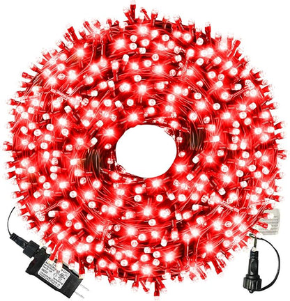105ft 300 LED Christmas String Lights, End to End Plug 8 Modes | Christmas Lights UL Certified - Outdoor Indoor Fairy Light Christma s Tree, Patio, Garden, Party, Wedding, Holiday (Red)