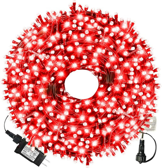 105ft 300 LED Christmas String Lights, End to End Plug 8 Modes | Christmas Lights UL Certified - Outdoor Indoor Fairy Light Christma s Tree, Patio, Garden, Party, Wedding, Holiday (Red)