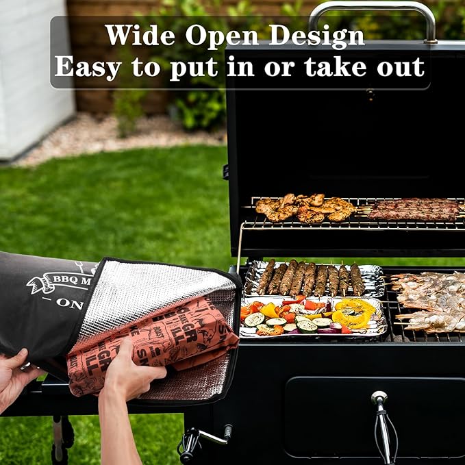 BBQ Blanket for Resting Meat, Reusable Reat Insulated Resting Bag, Smoker Meat Resting Blanket, Insulated Brisket Resting Blanket with Wide Mouth Perfect for Gifting, (21 in Black)