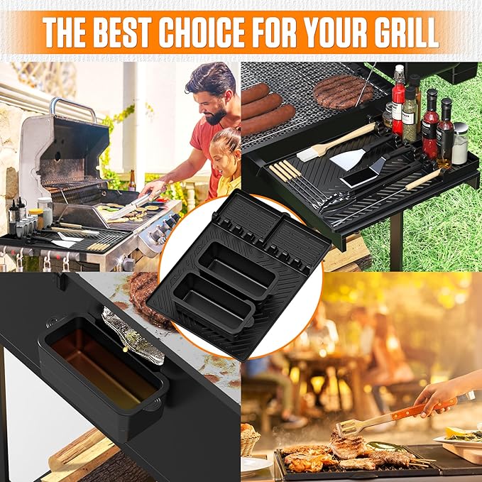 Griddle Accessories for Blackstone – Silicone Griddle Mat & Grease Cup Liners (2 Pack) – Fits 36” 28” 22” 17” Blackstone Griddles – BBQ Grilling Kits Set Gifts for Men (Black)