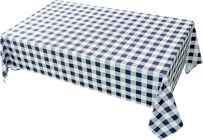 Classic Gingham Plaid Tablecloth Fabric - Rectangular 58x102 Inch Water Resistant Checked Table Cloth for Indoor/Outdoor Use - Table Cover for Kitchen, Picnics, Gardens, and Parties