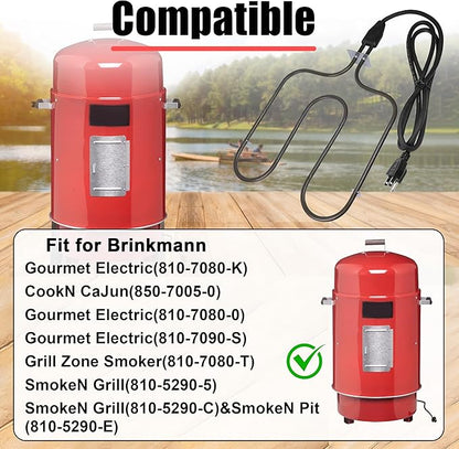 116-7000-0 Electric Heating Element, 1500W 120V Replacement for Brinkmann Gourmet Electric Smoker, Universal Outdoor Smoker and Grill Heating Part with Thermostat