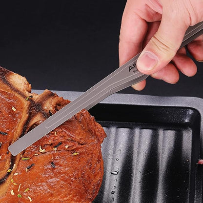 Titanium BBQ Tongs Grill Tongs Tweezer Clip Multi Function for Kitchen Salad Steak Barbecue Buffet (Grey, 10)