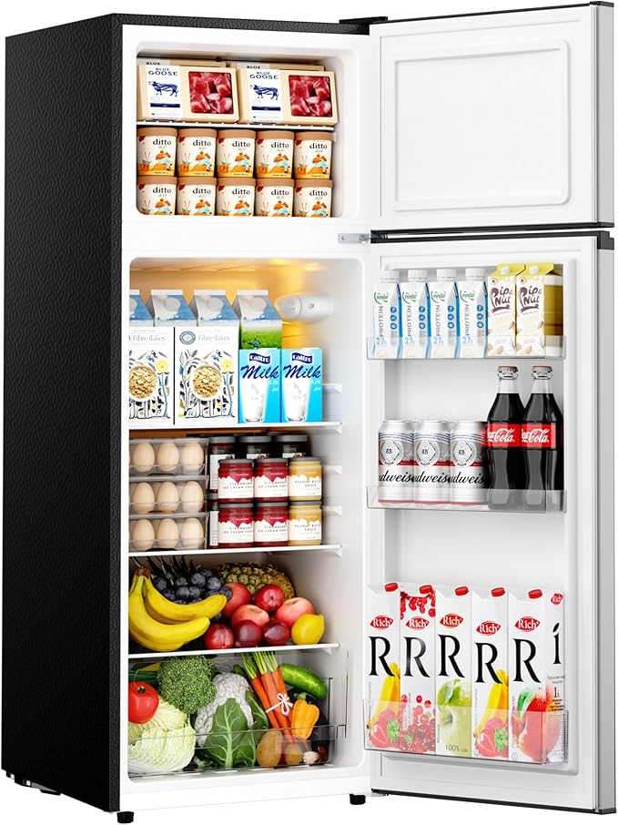 EUHOMY 7.4 Cu.Ft. Refrigerator with Freezer, 2 Door Fridge, Large Capacity, Adjustable Thermostat for Kitchen/Dorm/Apartment/Garage - Food Storage or Cooling Drinks, Silver