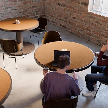 MAIDERN 42 Inch Round Cork & Leather Table Pad Protector, Cuttable Size (36-42 Inch), Trimmable Dining Table Mat, Heat Resistant/Non-Slip Table Cover for Kitchen, Office, or Restauran (Brown)