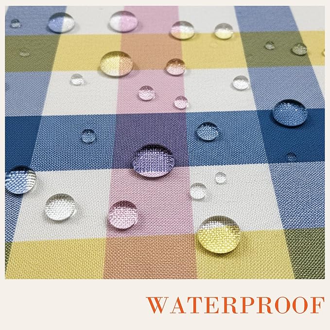 Easter Waterproof Polyester Tablecloth, Pastel Checkered Fabric Table Cover for Spring Party, Kitchen Dining Decor, Easy Care Cloth Tablecloth for Indoor Outdoor Use, W60 x L84 in