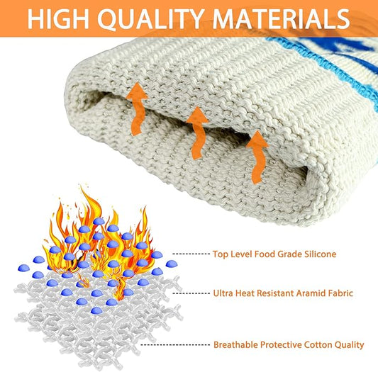BBQ Gloves, Oven Gloves Original 2 Pack1472℉ Extreme Heat Resistant, Grilling Gloves Silicone Non-Slip Oven Mitts, Kitchen Gloves for BBQ, Grilling, Cooking, Baking
