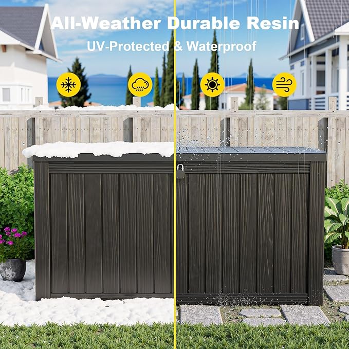 Large Outdoor Storage Box, 200 Gallon Deck Box, Lockable Outside Storage Bin, Waterproof Container with Reinforced Hydraulic Rod for Patio Cushions, Garden Tools, Sports Equipment