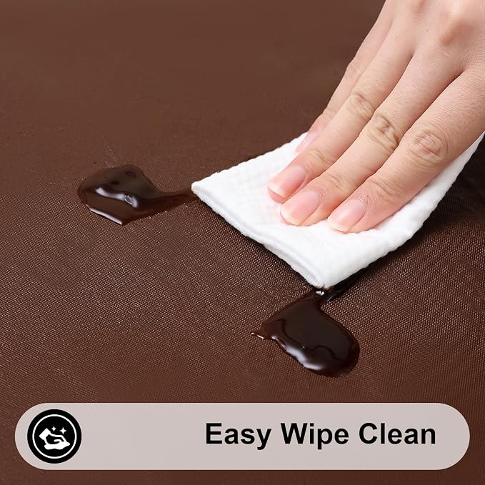 Smiry Rectangle Tablecloth, Elastic Fitted Flannel Backed Vinyl Tablecloths for 4ft Folding Tables, Waterproof Wipeable Table Covers for Outdoor, Indoor, Picnic and Camping (Coffee, 30"x48")