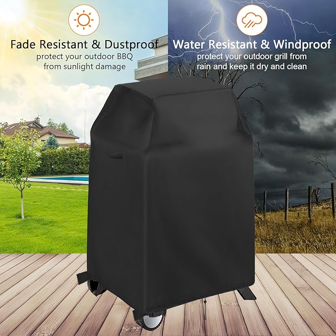 Grill Cover for Char-Griller Patio Pro Charcoal Grills and 3-in-1 Dual Fuel Grills, Outdoor Charcoal Grill Cover for DNKMOR Charcoal Outdoor BBQ and for Kendane Barrel Grill,32" x 23" x 40"