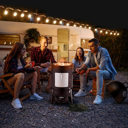 Vertical Steel Charcoal Smoker, Heavy Duty 3 Layer Round BBQ Grill, Outdoor Grill Cooker, Outdoor Camping Grill, Backyard Barbeque Grill for Outdoor Cooking, Black