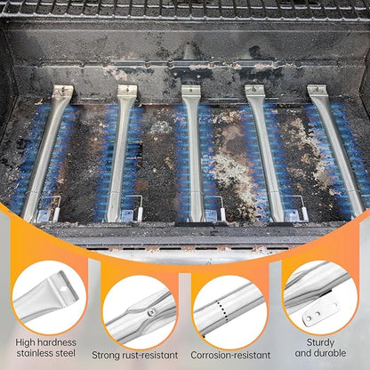 Grill Heat Plate Replacement Parts for Nexgrill 5 Burners 720-0888 720-0888N 720-0830H, 5 Pack Stainless Steel Burner Tubes & Grill Heat Tents & Ignitors, Gas Grill Repair Kit for Nexgrill