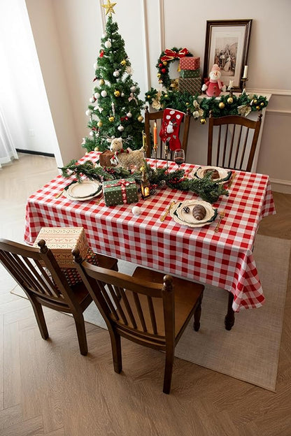 Waterproof Checkered Tablecloth Fabric - Rectangle 58x84 Inch Classic Gingham Buffalo Plaid Table Cloth for Indoor/Outdoor Use - Washable Table Cover for Kitchen, BBQs, and Parties